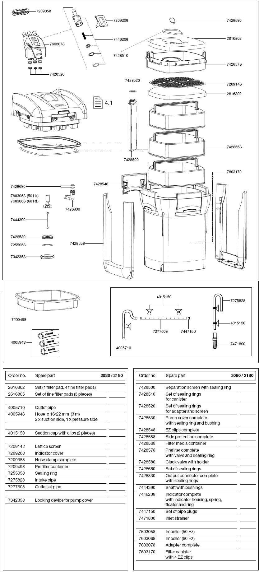 EHEIM 2080-2180 SPARE PARTS