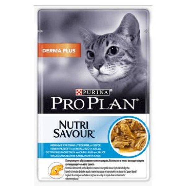 PRO PLAN NUTRISAVOUR DERMA PLUS BACALHAU 26 x 85 GR - Image 1