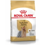 Pacote de ração para Yorkshire Terrier adulto, formulada para manter a pelagem brilhante e saudável.