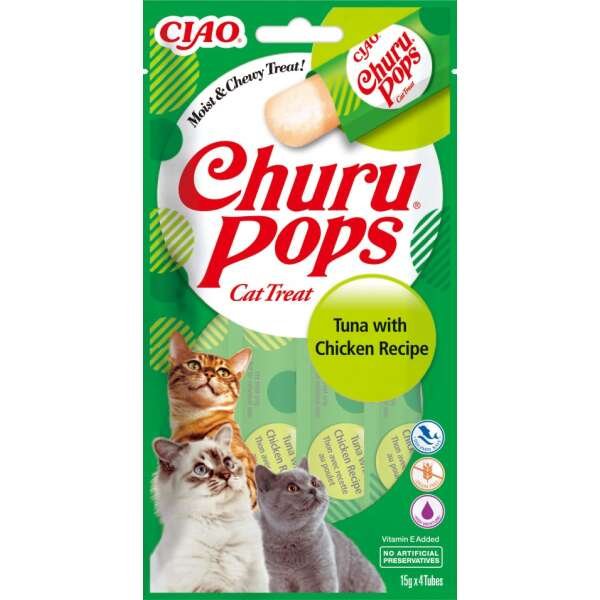 CHURU CAT POPS ATUM E FRANGO 12 SAQUETAS - Image 1